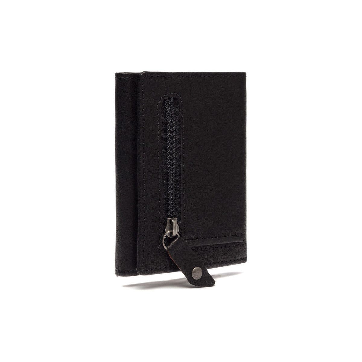 Solid Antique Brass Hardware &amp; Heavy-Duty Dual Zipper Detail on Paris Full-Grain Leather Card Holder para Mulher