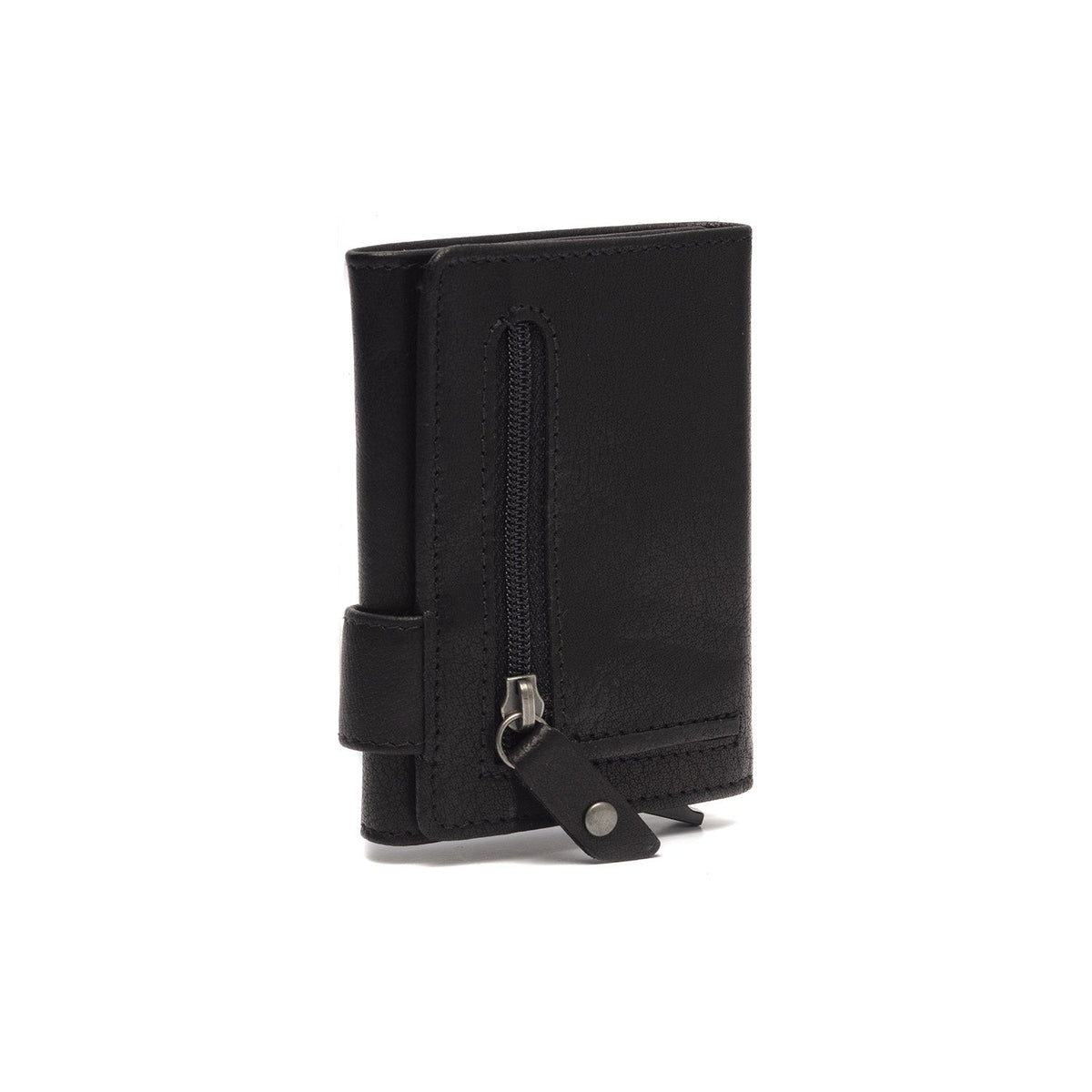 
Solid Antique Brass Hardware & Heavy-Duty Dual Zipper Detail on Portland Couro Flor Integral Porta-cartões
