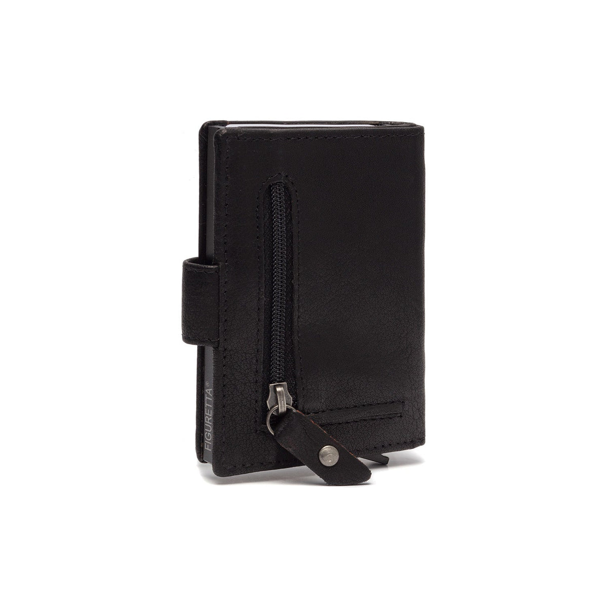 Solid Antique Brass Hardware &amp; Heavy-Duty Dual Zipper Detail on Prague Full-Grain Leather Card Holder para Mulher