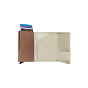Sabana Full-Grain Leather Card Holder para Mulher - Structured Side Profile Showing Gusset Depth &amp; Expansion Capacity