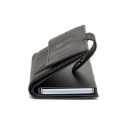 Torola Full-Grain Leather Card Holder para Mulher - Structured Side Profile Showing Gusset Depth &amp; Expansion Capacity