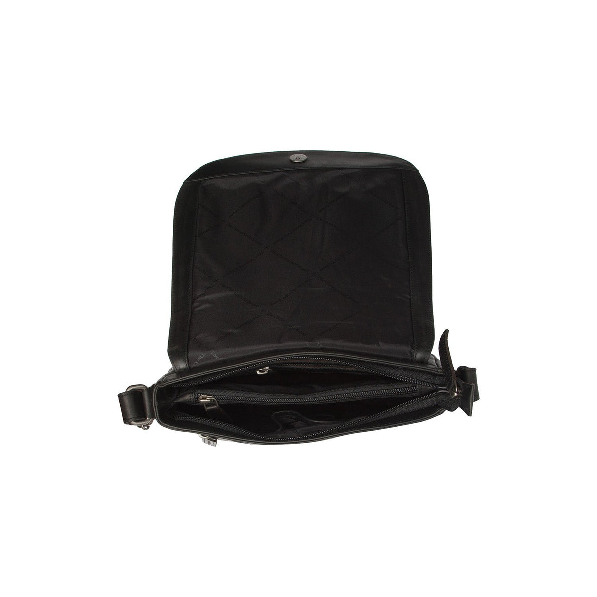 Everglades Full-Grain Leather Crossbody Bag para Mulher - Structured Side Profile Showing Gusset Depth &amp; Expansion Capacity