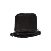 Everglades Full-Grain Leather Crossbody Bag para Mulher - Structured Side Profile Showing Gusset Depth &amp; Expansion Capacity