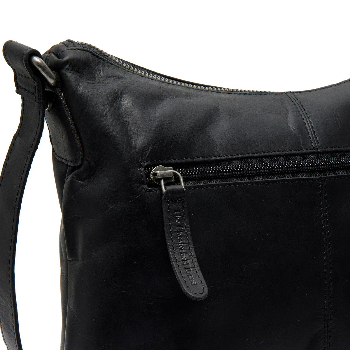 Hailey Full-Grain Leather Crossbody Bag para Mulher - Structured Side Profile Showing Gusset Depth &amp; Expansion Capacity