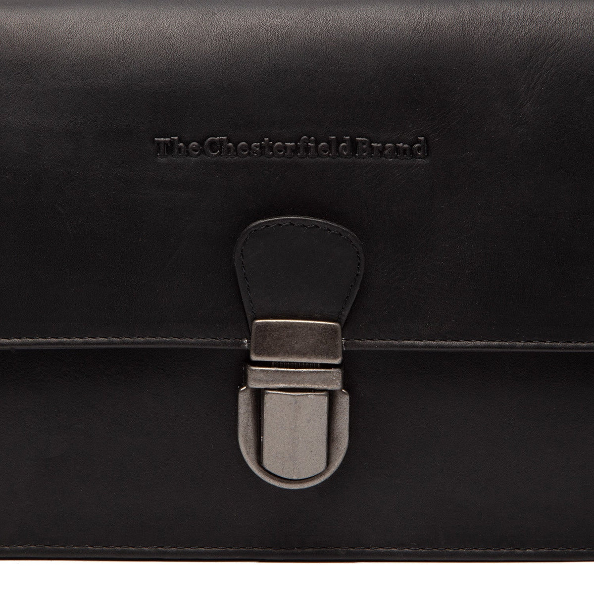 Lucca Full-Grain Leather Crossbody Bag para Mulher - Structured Side Profile Showing Gusset Depth &amp; Expansion Capacity