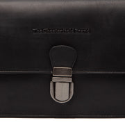 Lucca Full-Grain Leather Crossbody Bag para Mulher - Structured Side Profile Showing Gusset Depth &amp; Expansion Capacity