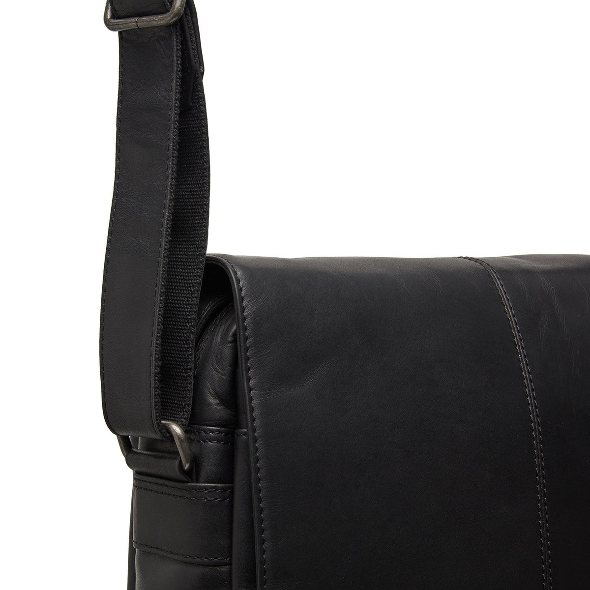 Raphael Full-Grain Leather Crossbody Bag para Homem - Structured Side Profile Showing Gusset Depth &amp; Expansion Capacity