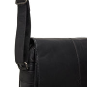Raphael Full-Grain Leather Crossbody Bag para Homem - Structured Side Profile Showing Gusset Depth &amp; Expansion Capacity