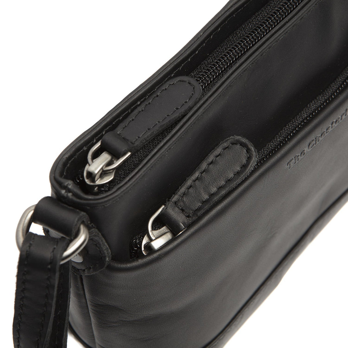 Salerno Full-Grain Leather Crossbody Bag para Mulher - Structured Side Profile Showing Gusset Depth &amp; Expansion Capacity