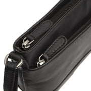 Salerno Full-Grain Leather Crossbody Bag para Mulher - Structured Side Profile Showing Gusset Depth &amp; Expansion Capacity