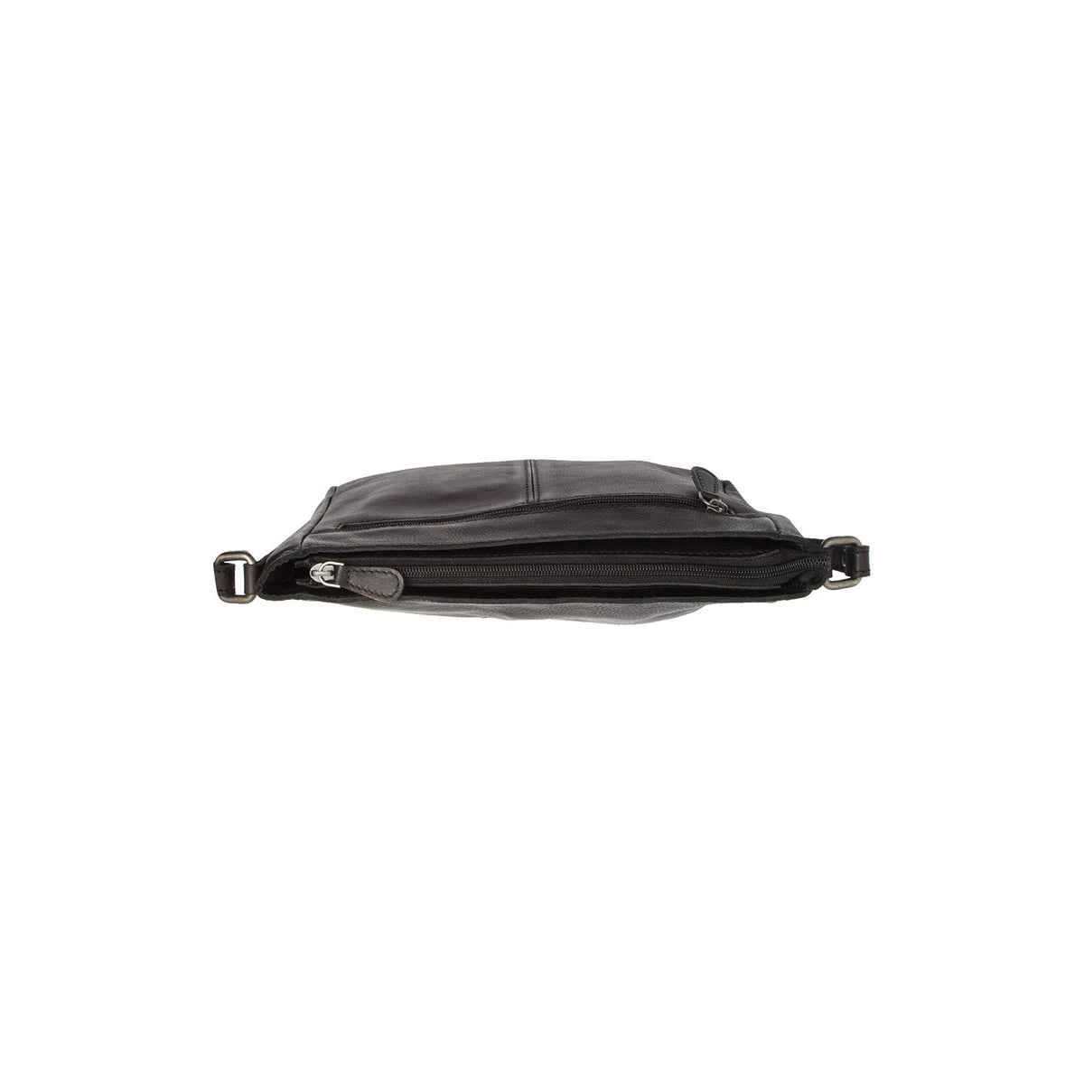
Solid Antique Brass Hardware & Heavy-Duty Dual Zipper Detail on Weimar Mala a tiracolo em couro
