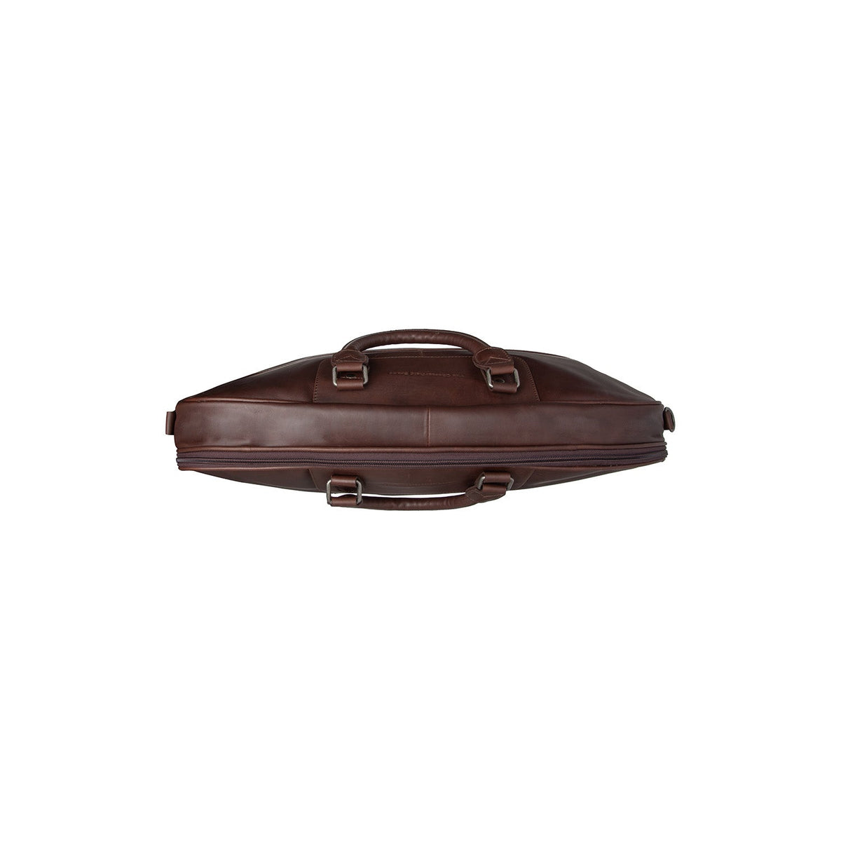 
Vista detalhada of Classic Collar & Heavy-Duty Zipper Hardware on Leather Garment Bag Josh