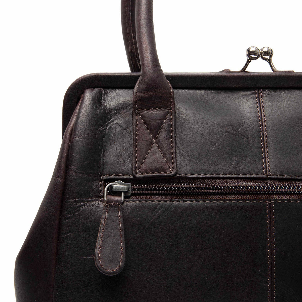 Brown Leather Handbag Dorin, detail view 1