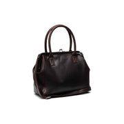 Tailored Rib Cuffs &amp; Hem Craftsmanship Construction Detail on Dorin Full-Grain Leather Handbag para Mulher