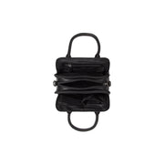 Close-Up Detail of Classic Collar &amp; Heavy-Duty Zipper Hardware on Ezra Full-Grain Leather Handbag para Mulher
