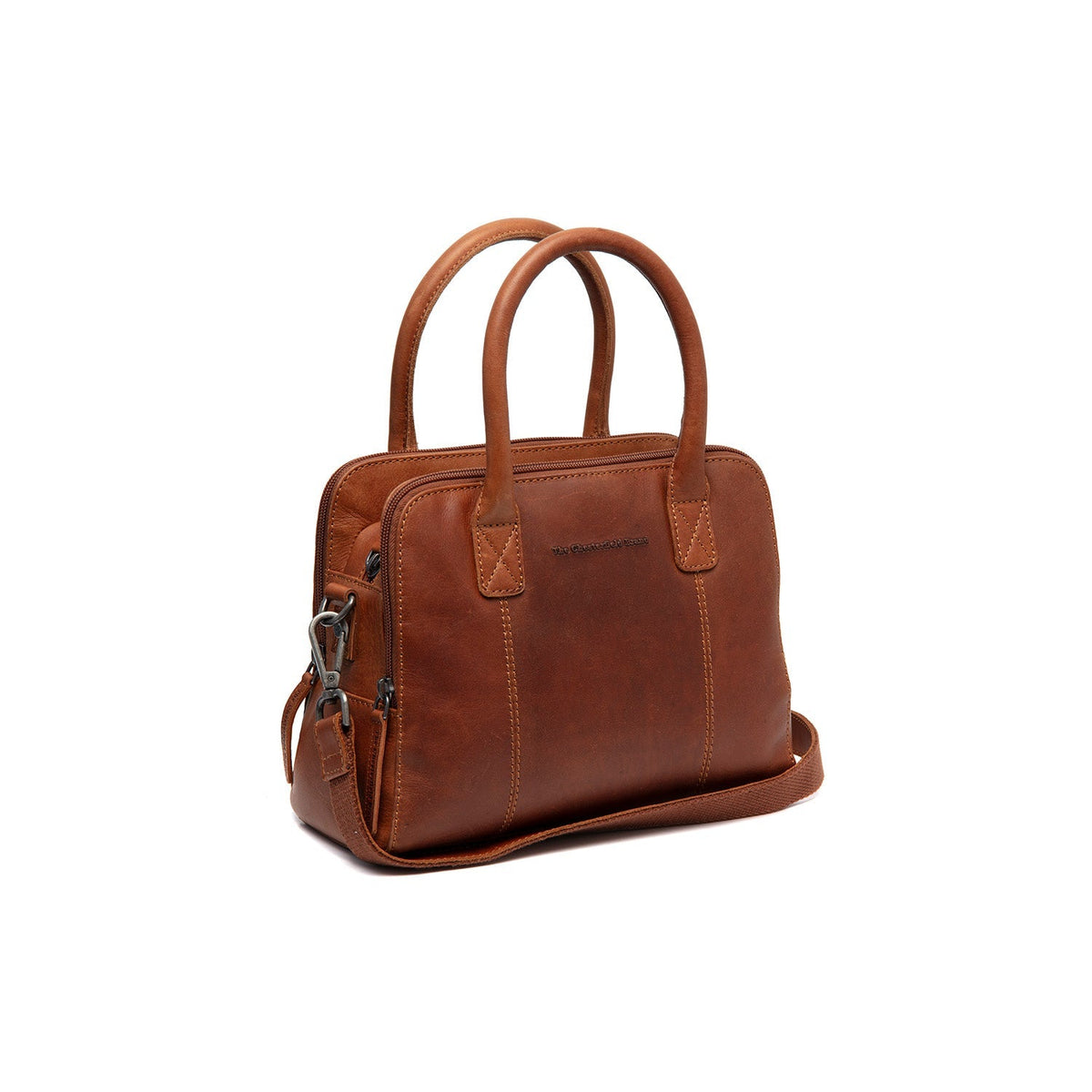 Tailored Rib Cuffs &amp; Hem Craftsmanship Construction Detail on Ezra Full-Grain Leather Handbag para Mulher