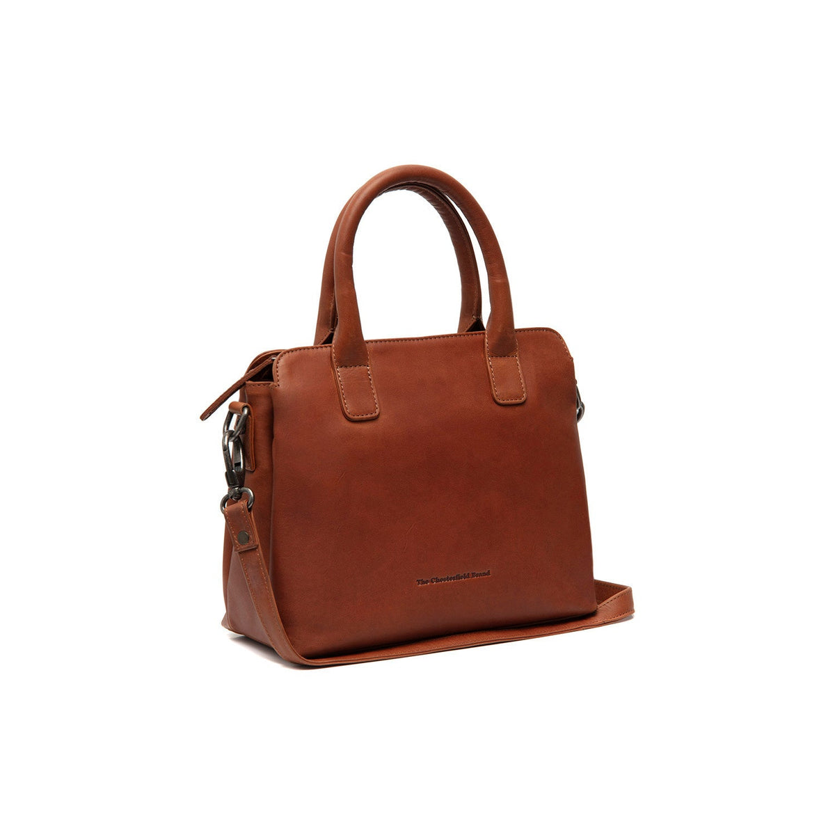 Tailored Rib Cuffs &amp; Hem Craftsmanship Construction Detail on Hermosa Full-Grain Leather Handbag para Mulher