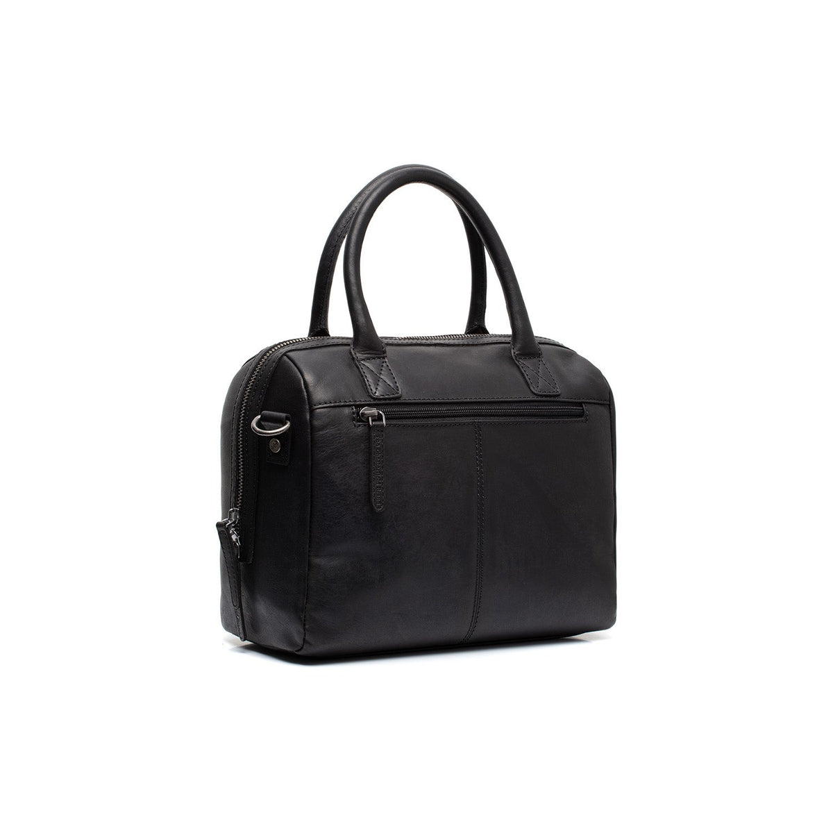 Styled Fit Perspective of Langton Full-Grain Leather Handbag para Mulher on Model - Natural Daylight Drape