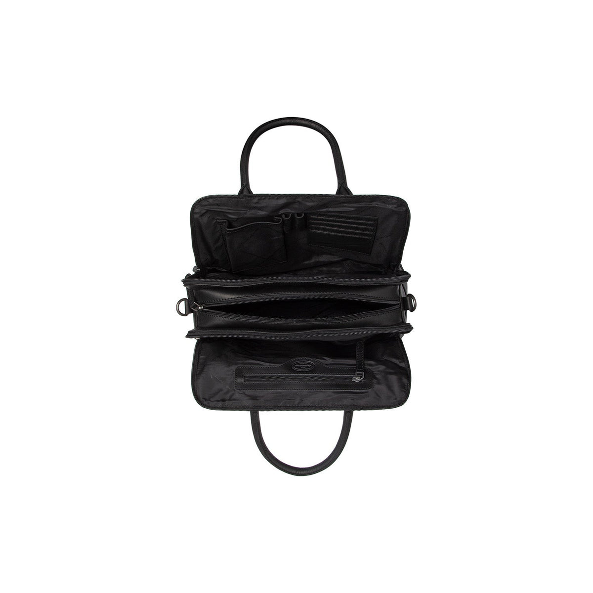 Close-Up Detail of Classic Collar &amp; Heavy-Duty Zipper Hardware on Layton Full-Grain Leather Handbag para Mulher