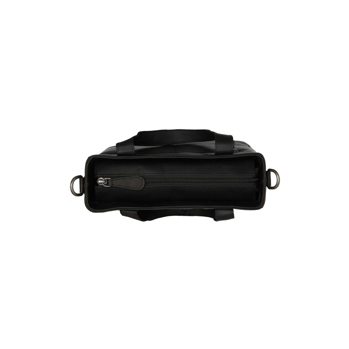 Close-Up Detail of Classic Collar &amp; Heavy-Duty Zipper Hardware on Lingfield Full-Grain Leather Handbag para Mulher