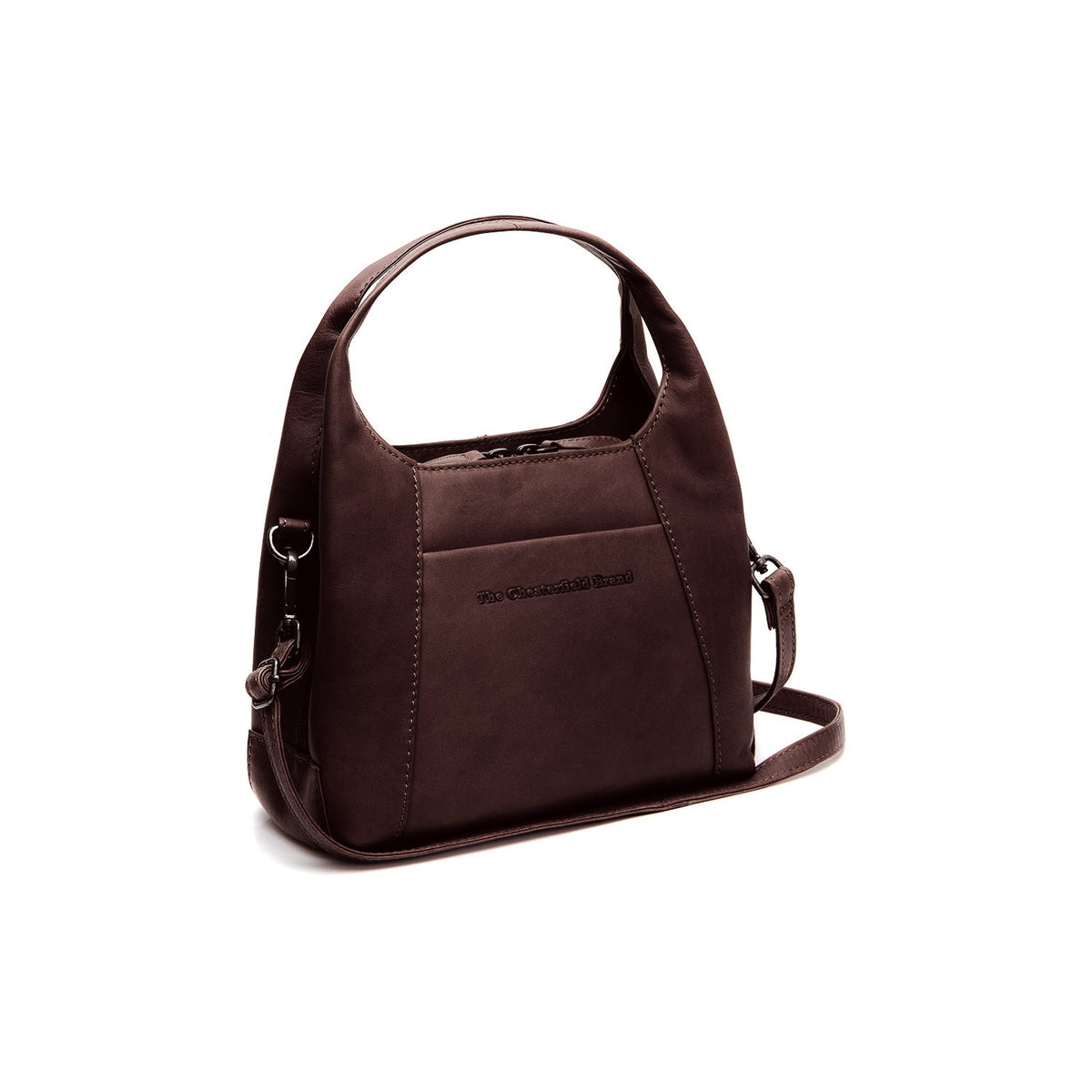 Tailored Rib Cuffs &amp; Hem Craftsmanship Construction Detail on Lunera Full-Grain Leather Handbag para Mulher