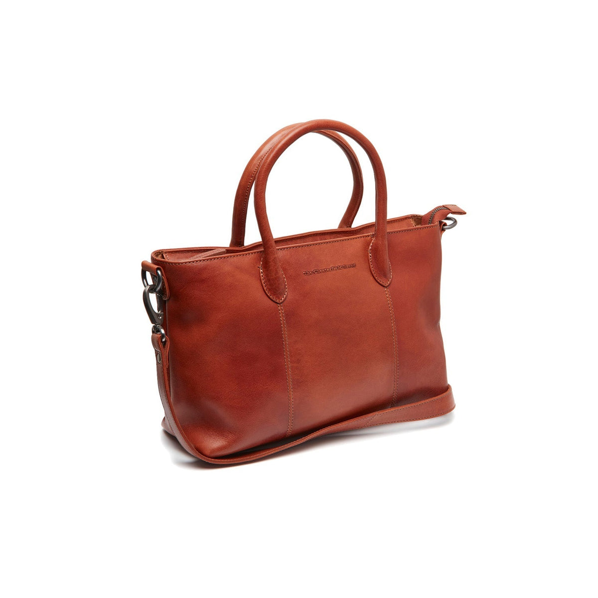 Tailored Rib Cuffs &amp; Hem Craftsmanship Construction Detail on Pergamino Full-Grain Leather Handbag para Mulher