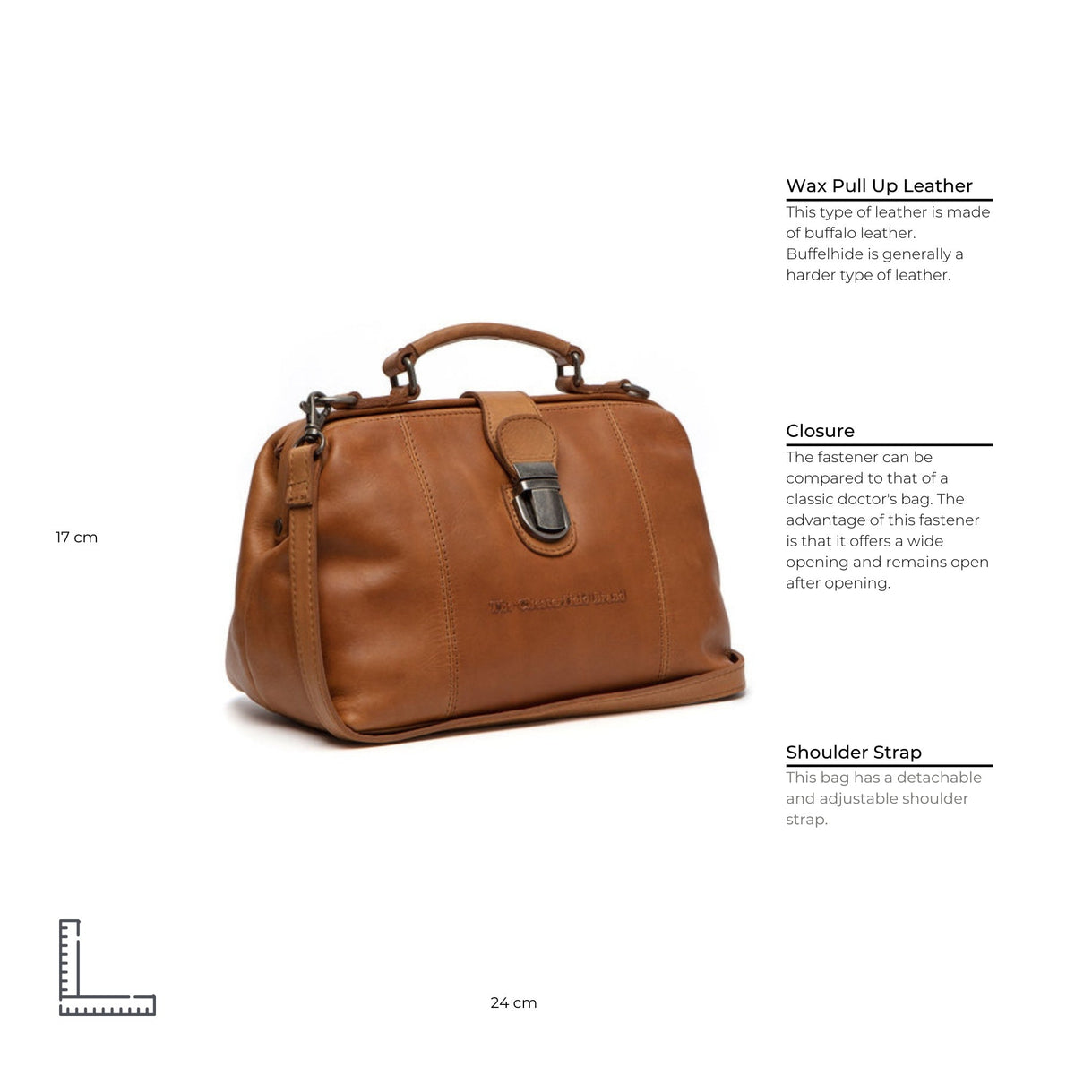 
Cognac Leather Handbag Rachael, detail view 6