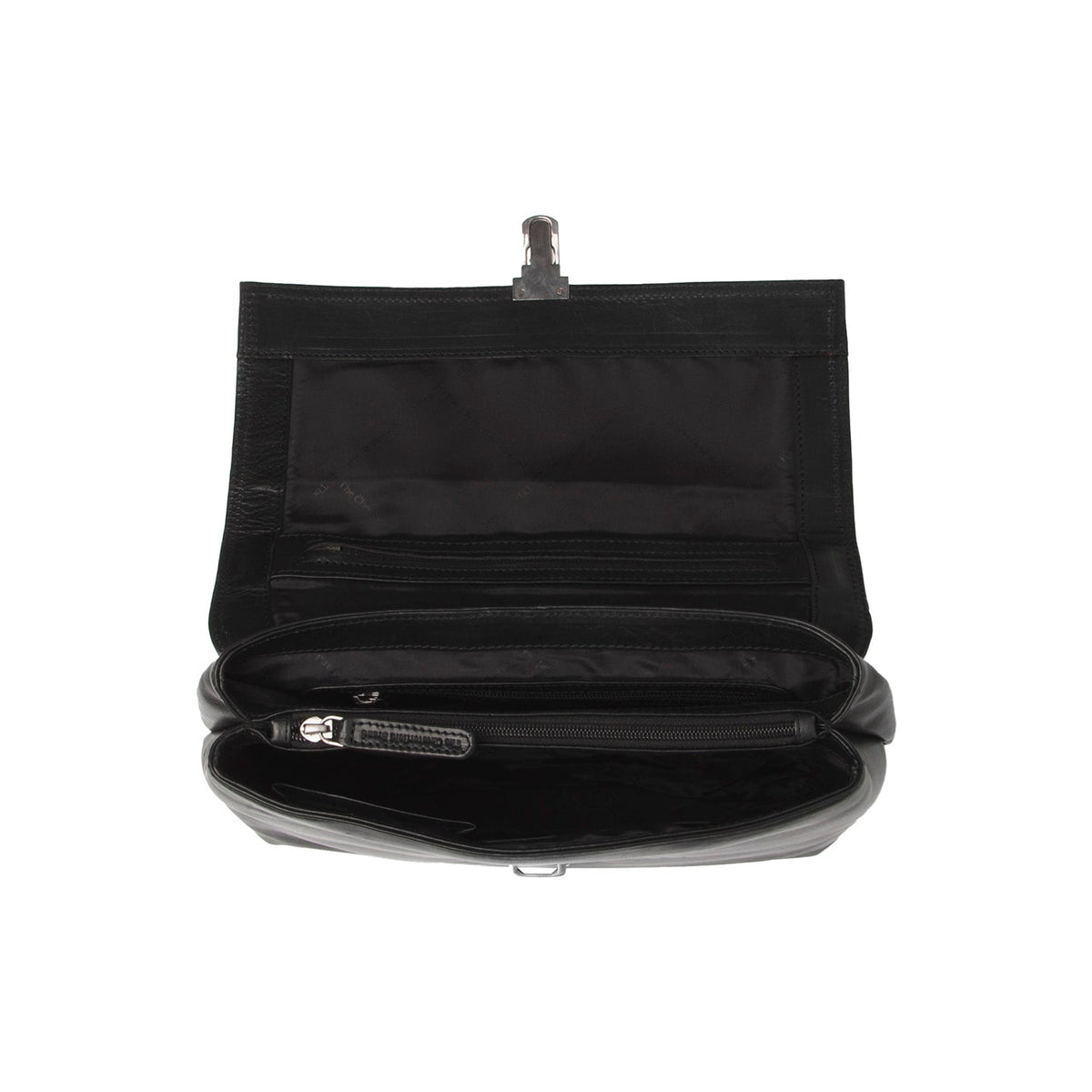 Close-Up Detail of Classic Collar &amp; Heavy-Duty Zipper Hardware on Renata Full-Grain Leather Handbag para Mulher