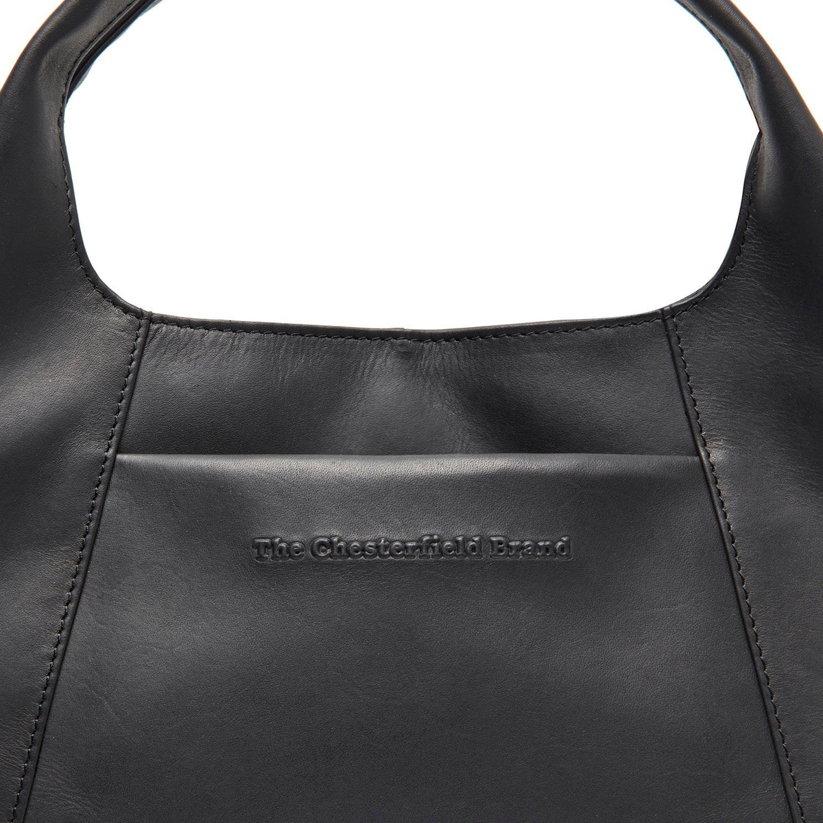 Close-Up Detail of Classic Collar &amp; Heavy-Duty Zipper Hardware on Salina Full-Grain Leather Handbag para Mulher