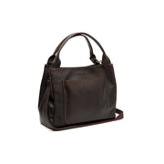 Styled Fit Perspective of Tenara Full-Grain Leather Handbag para Mulher on Model - Natural Daylight Drape