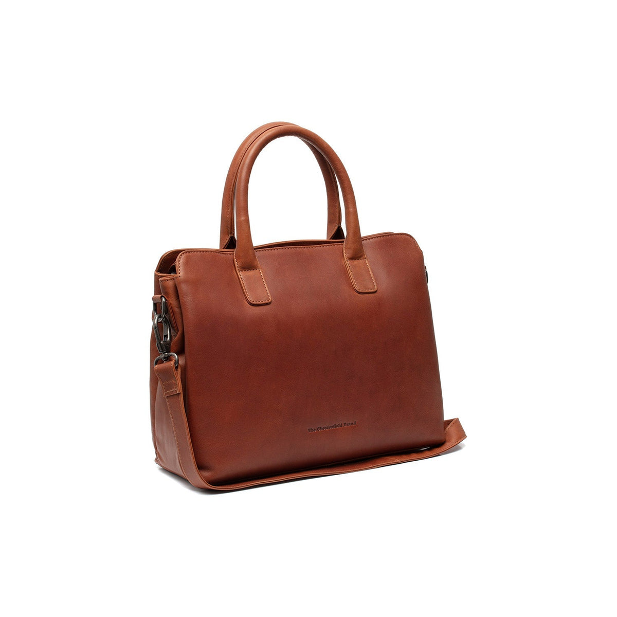 Styled Fit Perspective of Valmonte Full-Grain Leather Handbag para Mulher on Model - Natural Daylight Drape