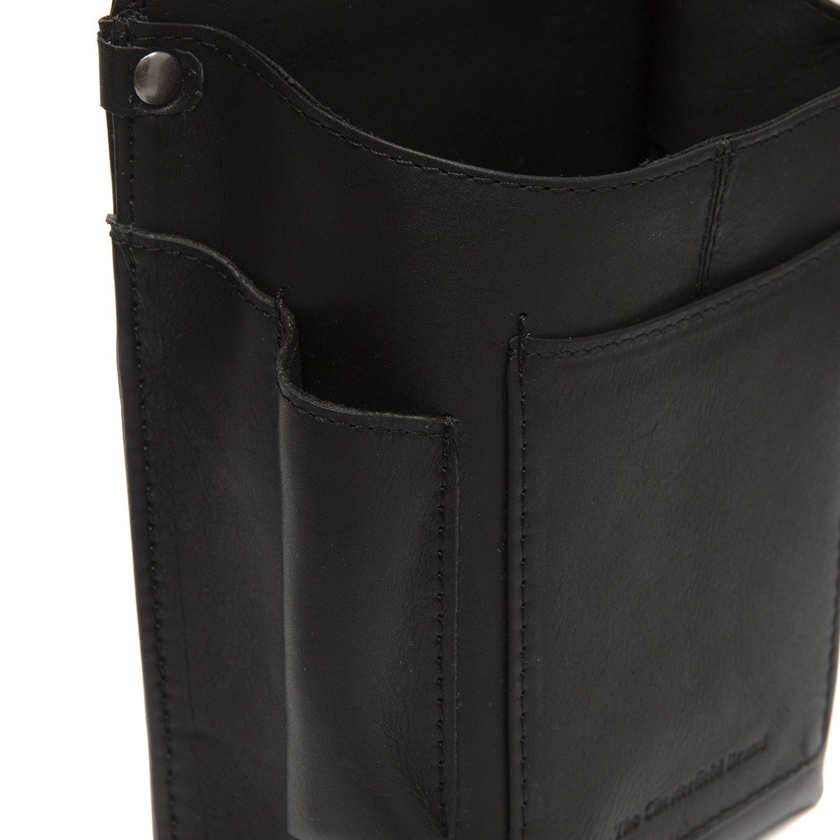 
Solid Antique Brass Hardware & Heavy-Duty Dual Zipper Detail on Taiwan Couro Flor Integral Waiter Carteira em couro Holster