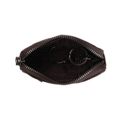 Tailored Rib Cuffs &amp; Hem Craftsmanship Construction Detail on Corey Full-Grain Leather Key Case para Mulher