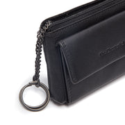 Close-Up Detail of Classic Collar &amp; Heavy-Duty Zipper Hardware on Torano Full-Grain Leather Key Case para Mulher