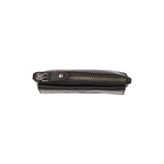 Close-Up Detail of Classic Collar &amp; Heavy-Duty Zipper Hardware on Violette Full-Grain Leather Key Case para Mulher