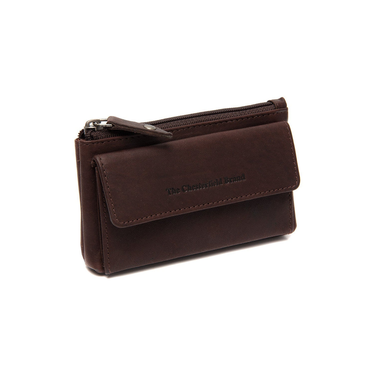 Tailored Rib Cuffs &amp; Hem Craftsmanship Construction Detail on Violette Full-Grain Leather Key Case para Mulher