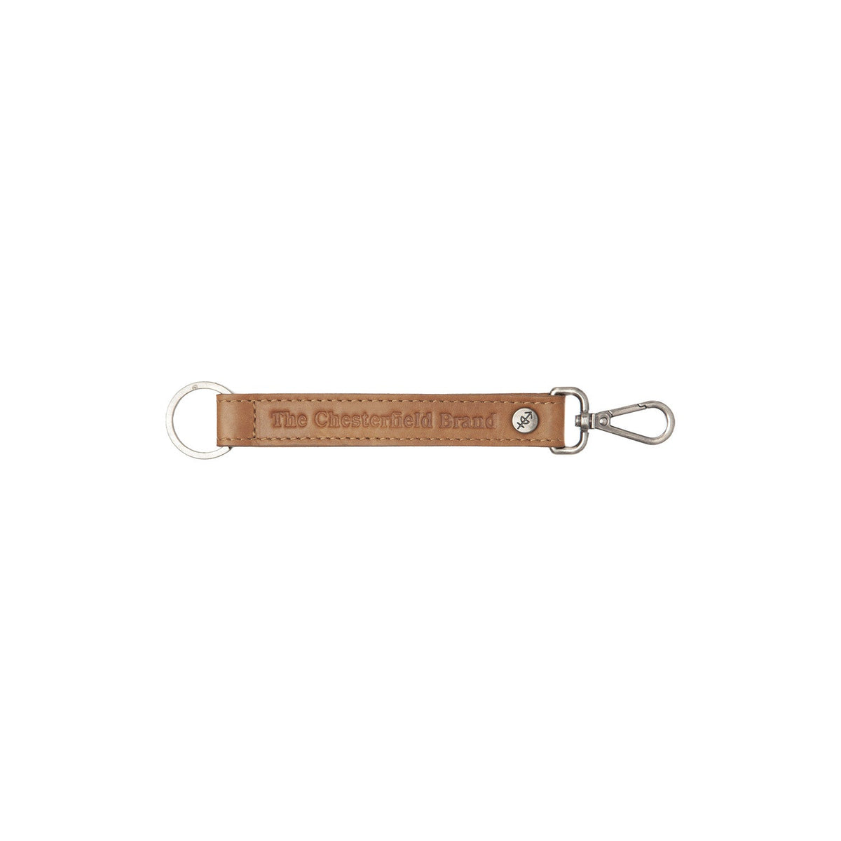 Leather Key Ring Conhaque para Mulher in Cognac 100% Full-Grain Leather - Front Profile View &amp; Tailored Silhouette | Buy Online