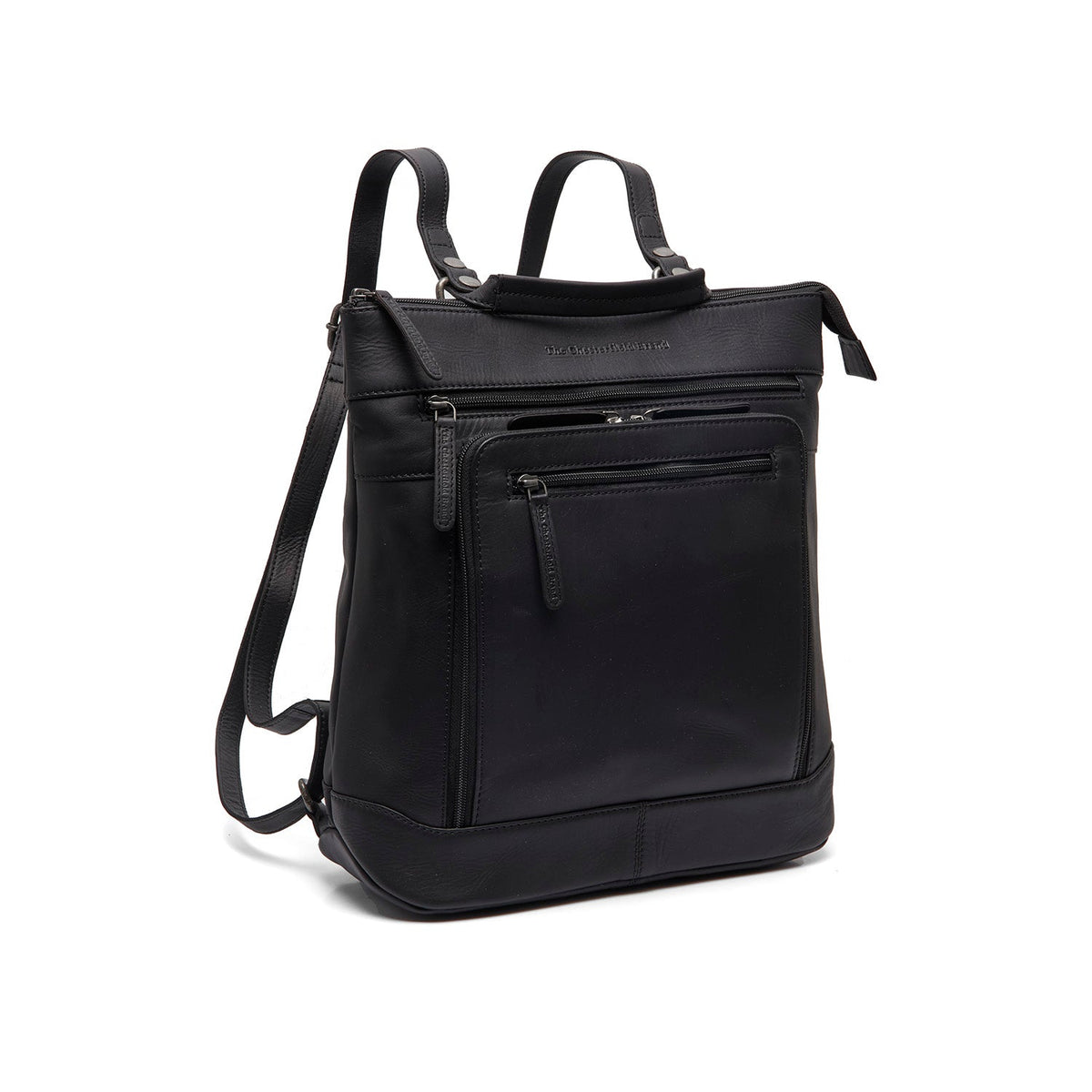Caldero Full-Grain Leather Laptop Backpack para Mulher in Classic 100% Full-Grain Leather - Full Exterior Front Profile View | Buy Online