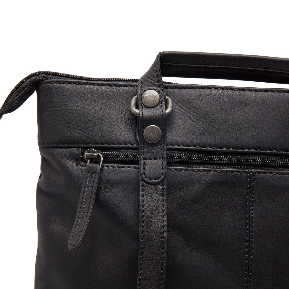 Caldero Full-Grain Leather Laptop Backpack para Mulher - Structured Side Profile Showing Gusset Depth &amp; Expansion Capacity