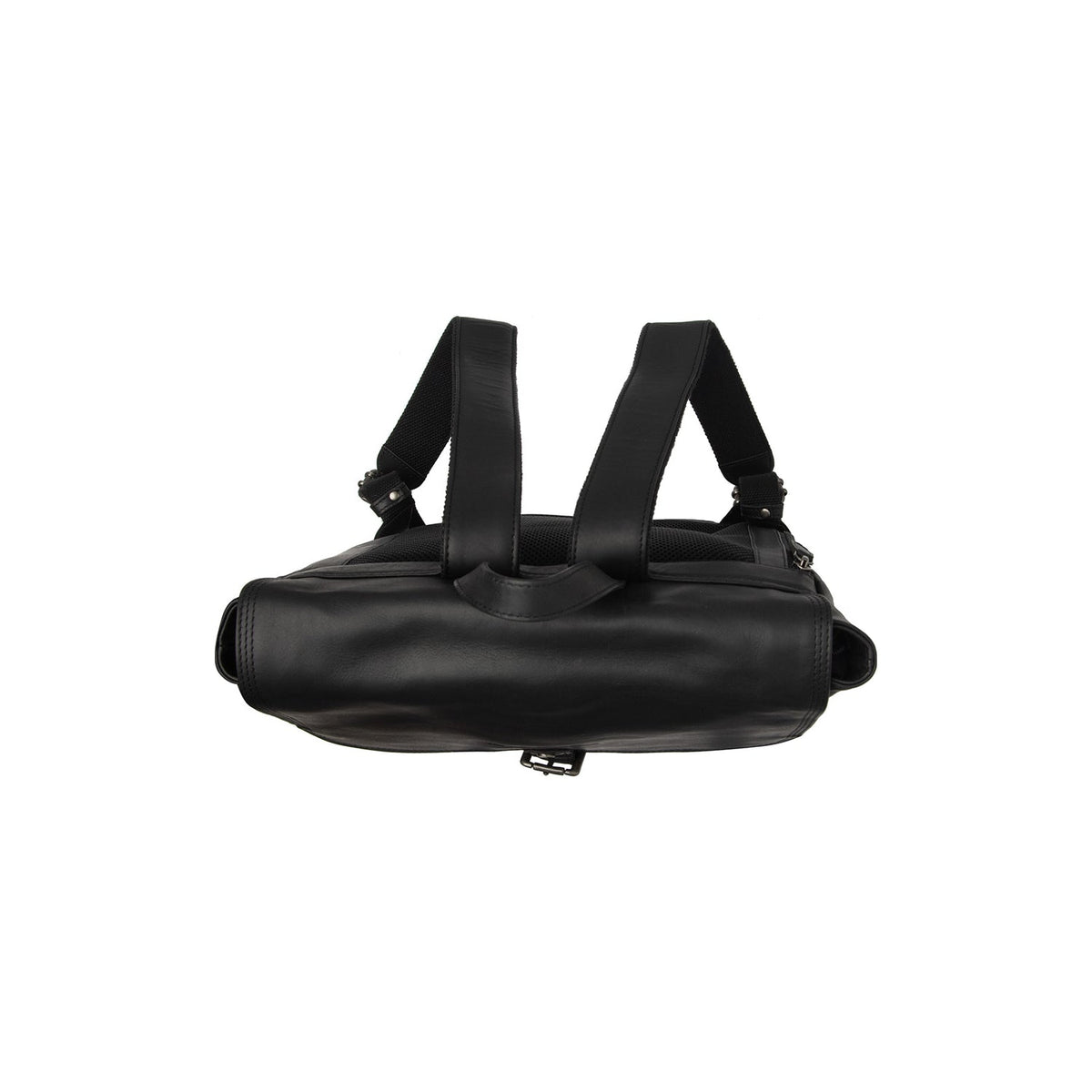 Classic 100% Full-Grain leather Backpack - Perspetiva traseira com alças de couro reforçadas