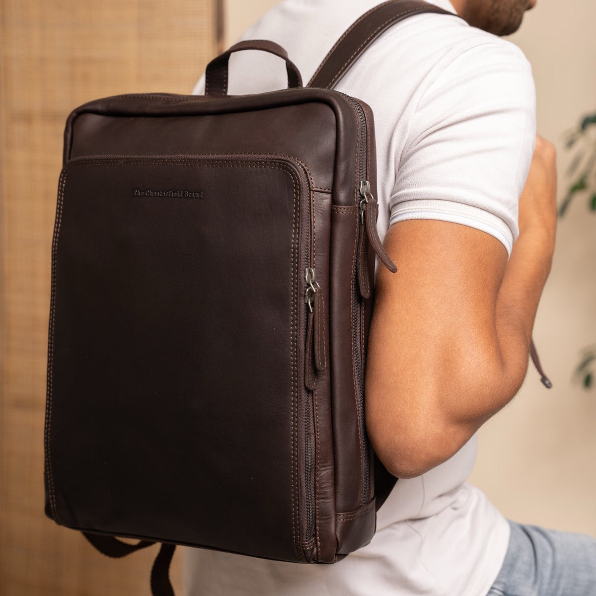 Jasper Full-Grain Leather Laptop Backpack para Mulher – alternate product view 2