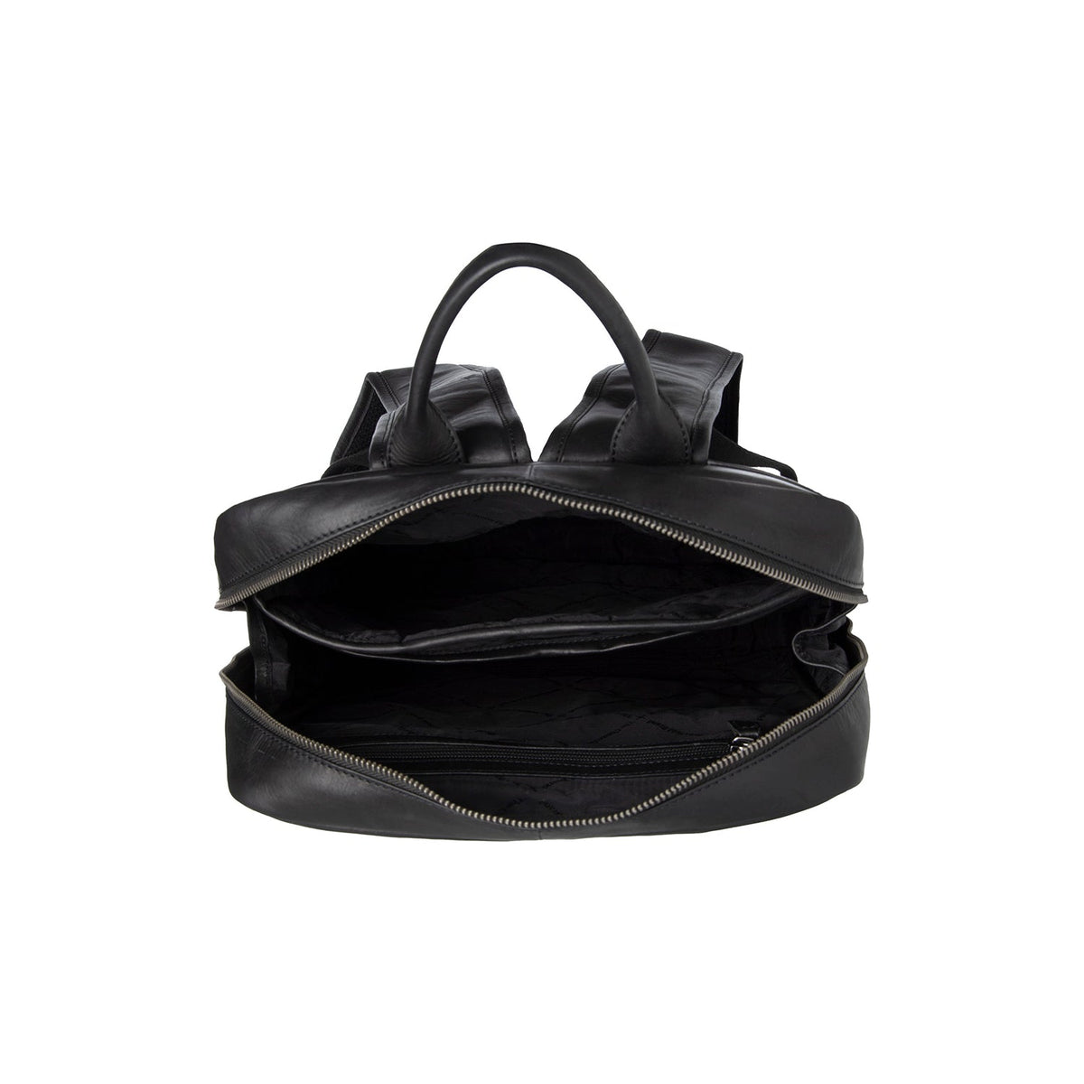 Nicola Full-Grain Leather Laptop Backpack para Mulher - Structured Side Profile Showing Gusset Depth &amp; Expansion Capacity