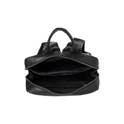 Nicola Full-Grain Leather Laptop Backpack para Mulher - Structured Side Profile Showing Gusset Depth &amp; Expansion Capacity