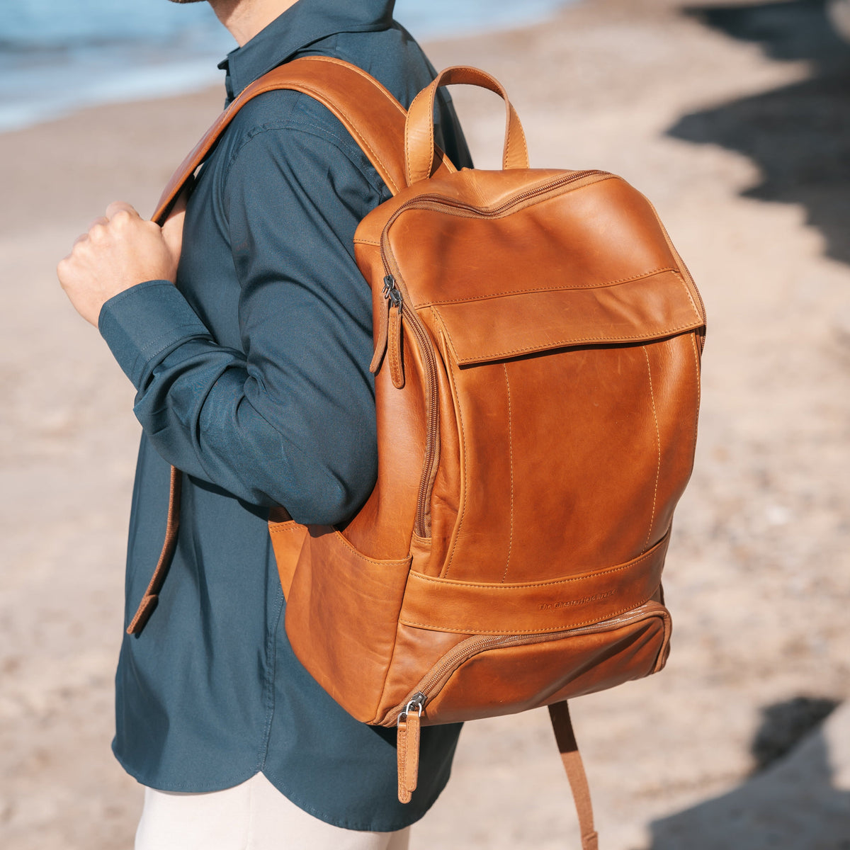 Rich Full-Grain Leather Laptop Backpack para Homem – alternate product view 2