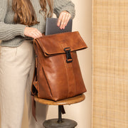 Savona Full-Grain Leather Laptop Backpack para Mulher – alternate product view 3