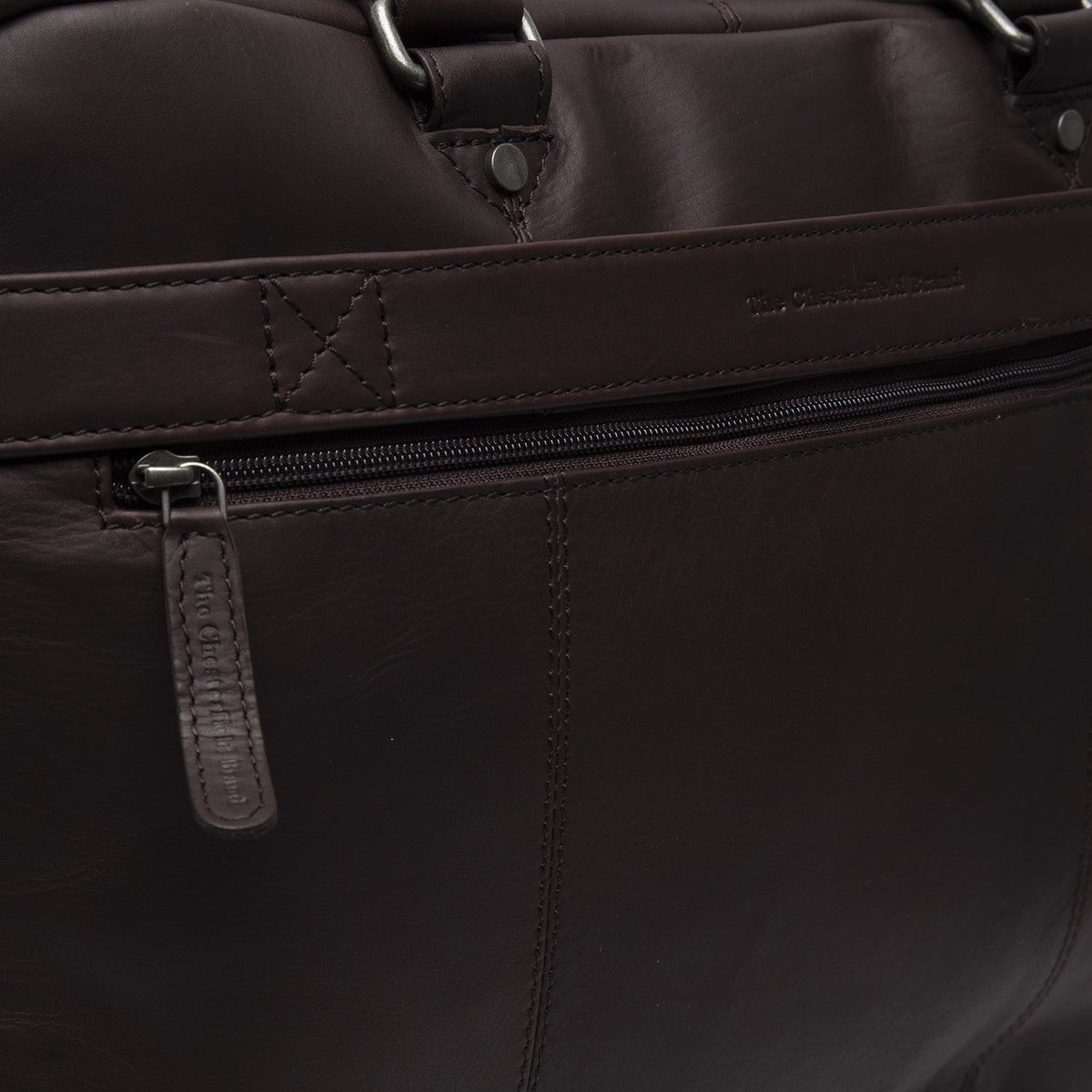Brown Leather Laptop Bag Boston, detail view 3