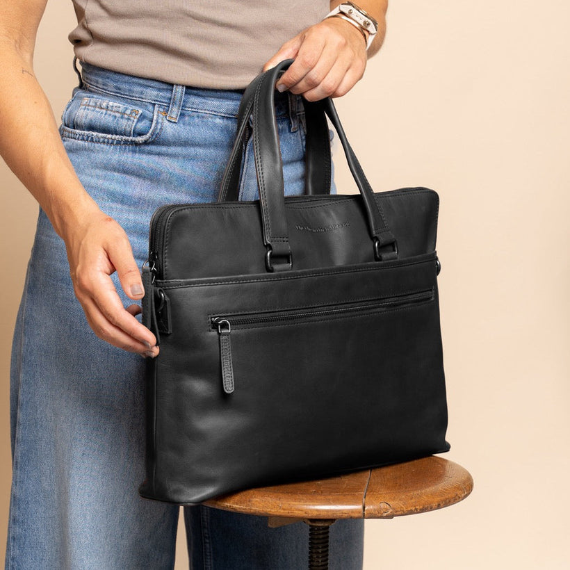 Elvas Full-Grain Leather Laptop Bag para Mulher