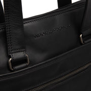 Elvas Full-Grain Leather Laptop Bag para Mulher - Structured Side Profile Showing Gusset Depth &amp; Expansion Capacity