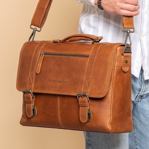 Imperia Full-Grain Leather Laptop Bag para Homem