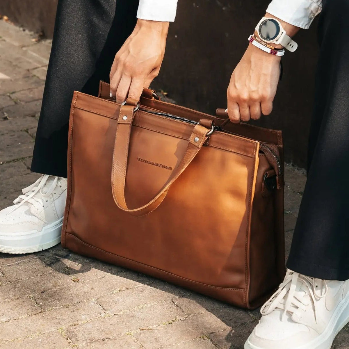 Manly Full-Grain Leather Laptop Bag para Mulher – alternate product view 2